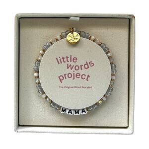 little words project MAMA Beaded Friendship Bracelet Plated Brass Charm